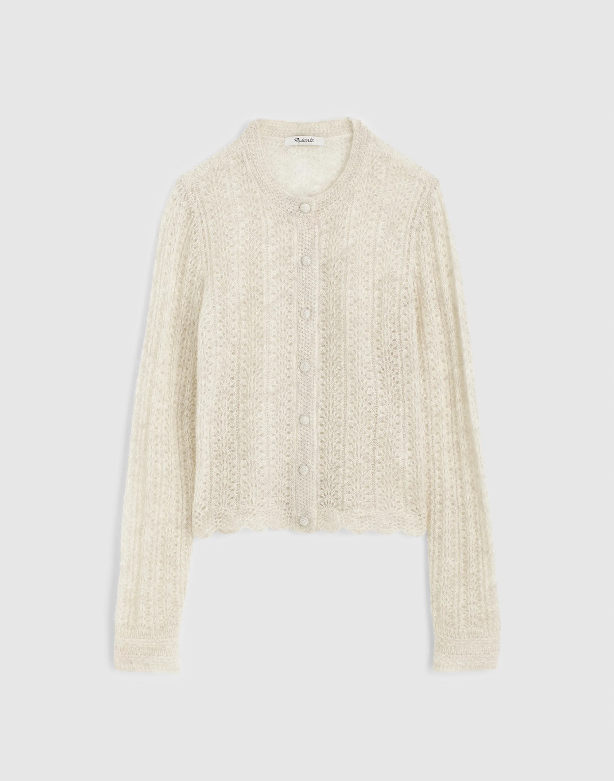Pointelle-Stitch Cardigan in Alpaca Blend - 1