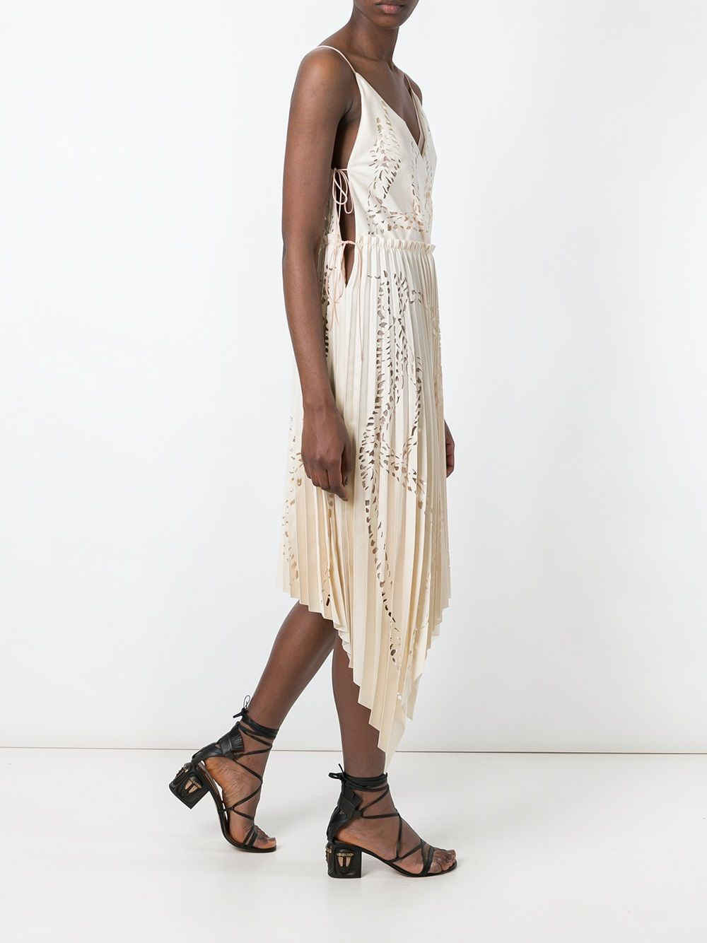 cut-out detail pleated dress - 3