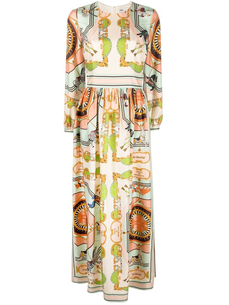 baroque-print silk dress 1