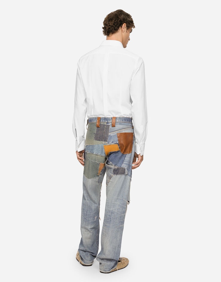 Straight-leg patchwork denim jeans - 3