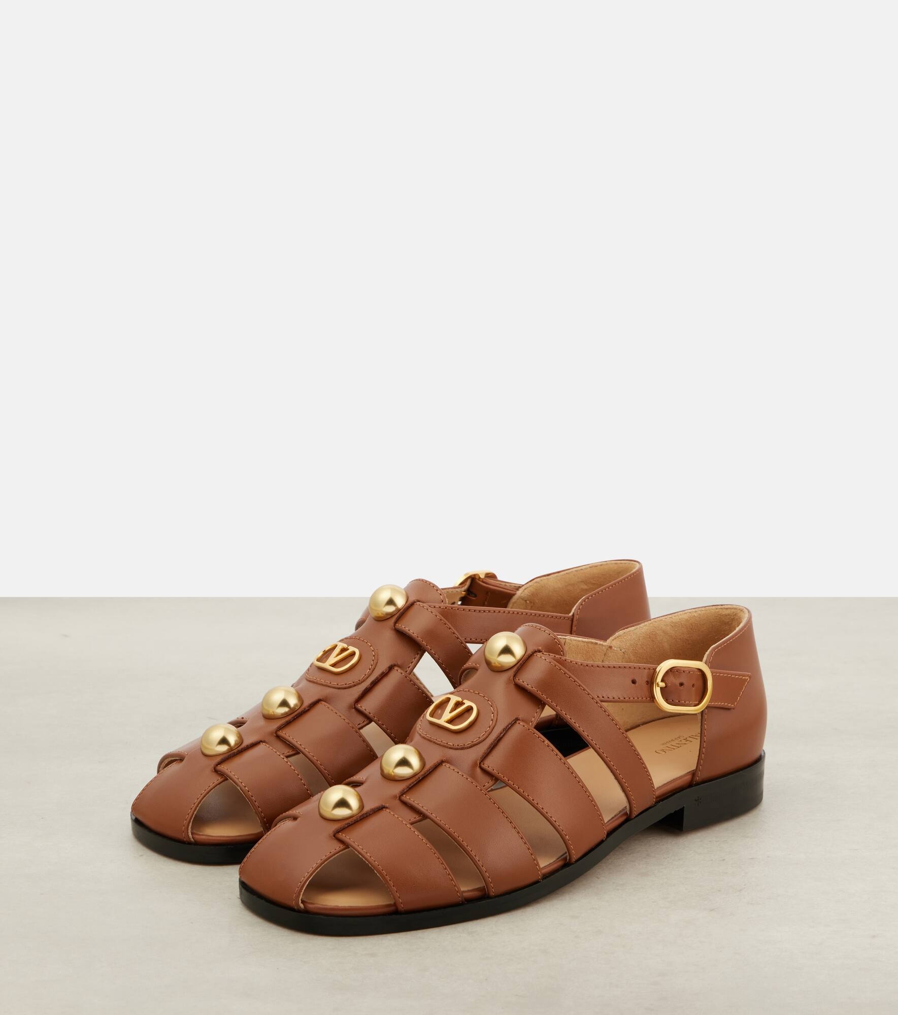 VLogo Signature leather fisherman sandals - 4
