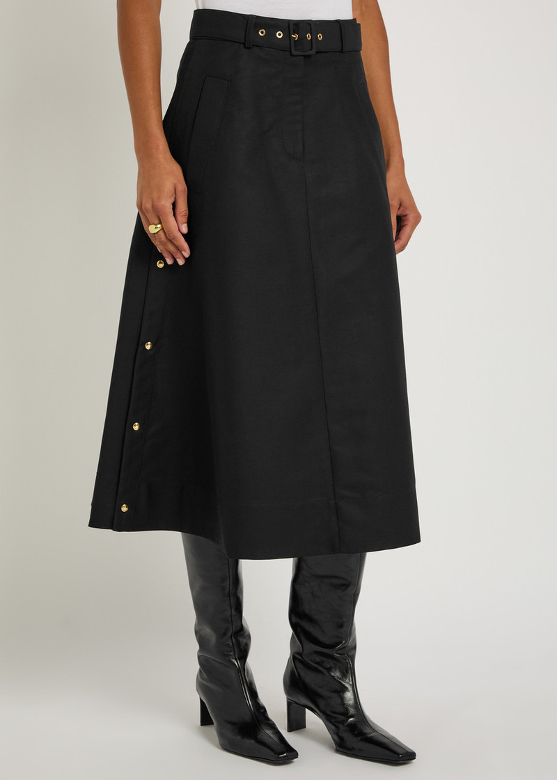 Moncler Moncler Belted Cotton-poplin Midi Skirt outlook