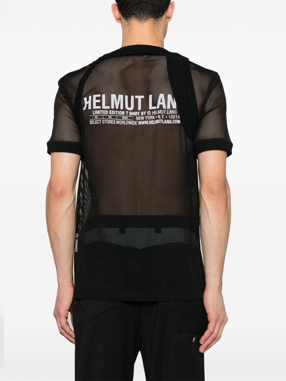 logo-patch mesh T-shirt - 3