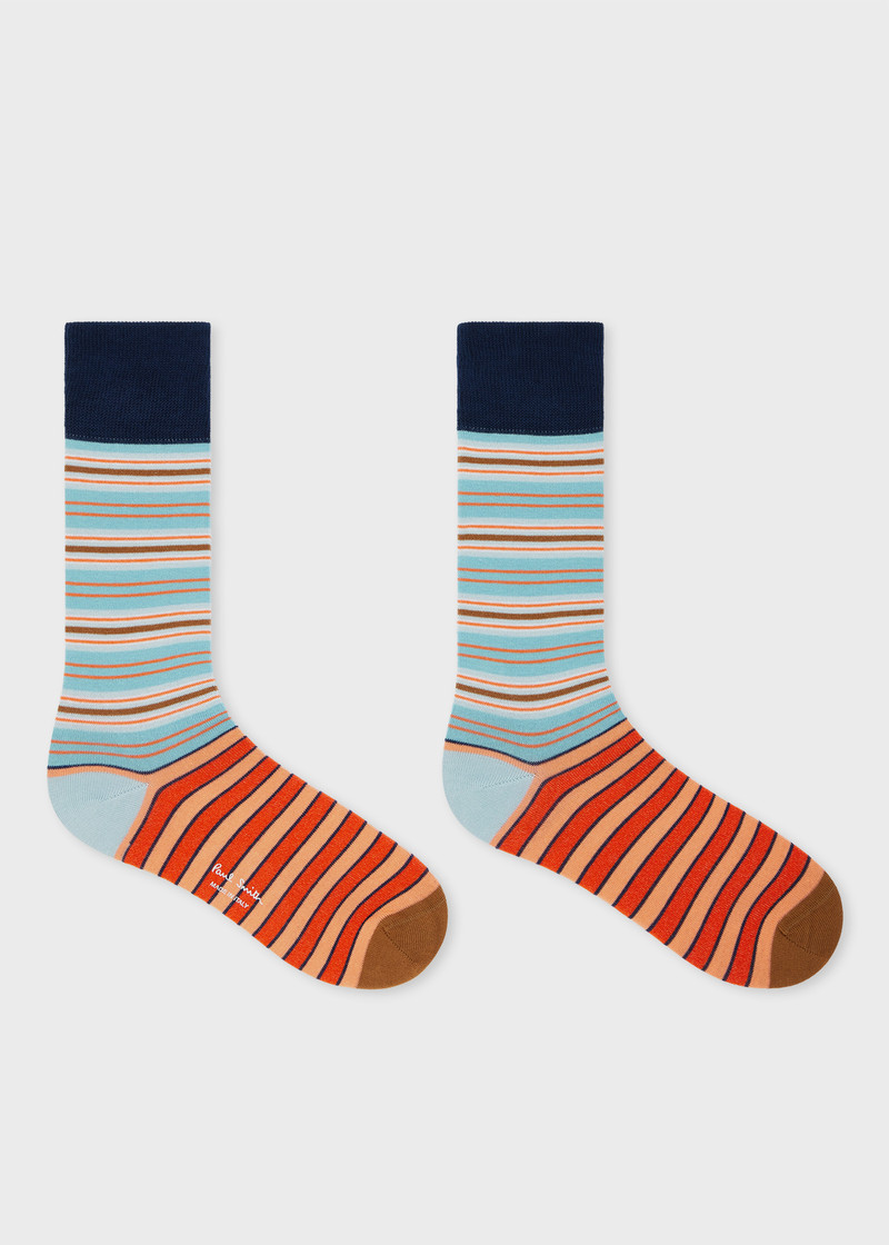 Paul Smith Blue and Orange Mixed Stripe Socks outlook