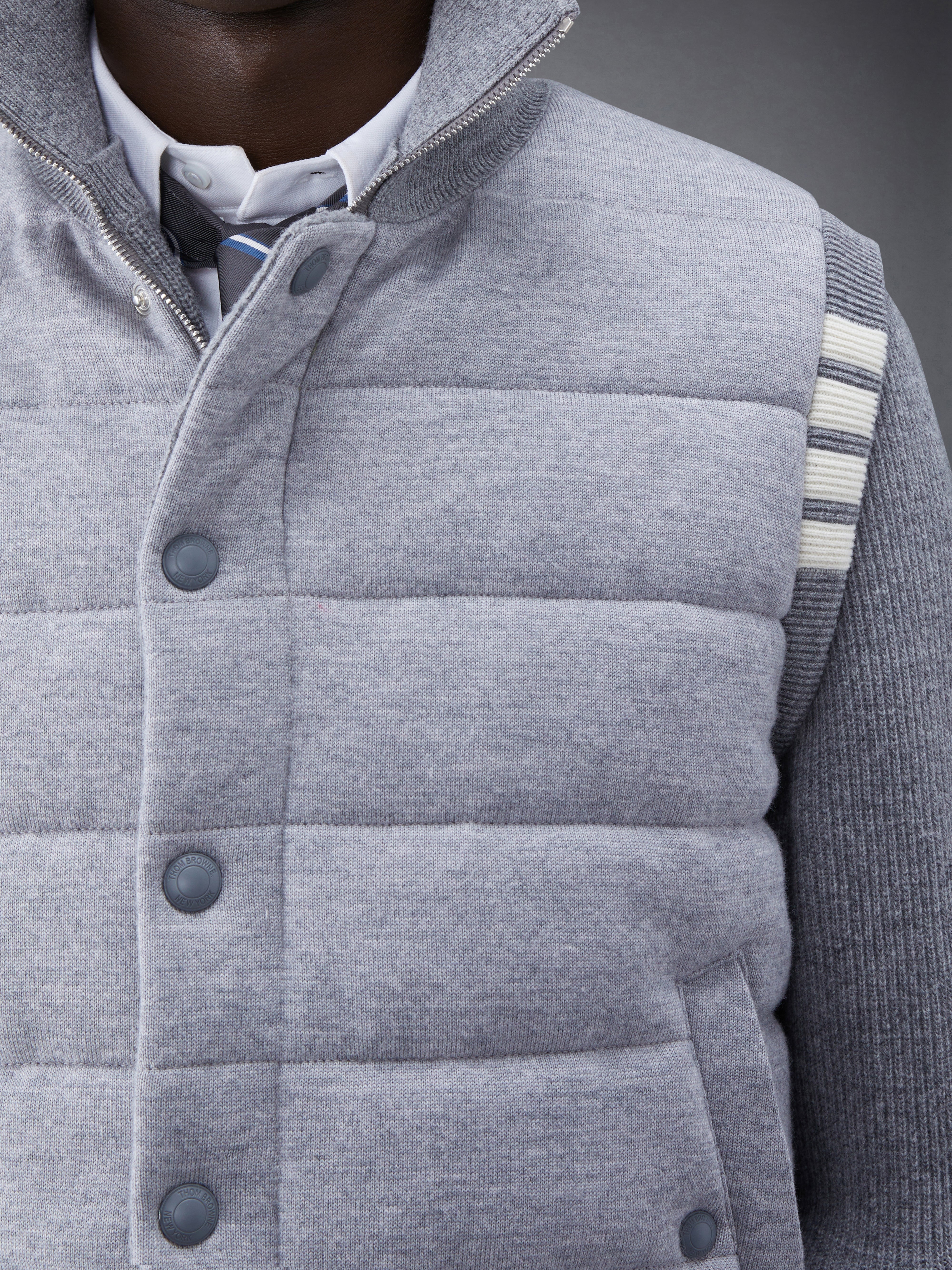 MERINO AND JERSEY PADDED REVERSIBLE 4-BAR FUNNEL NECK JACKET - 7