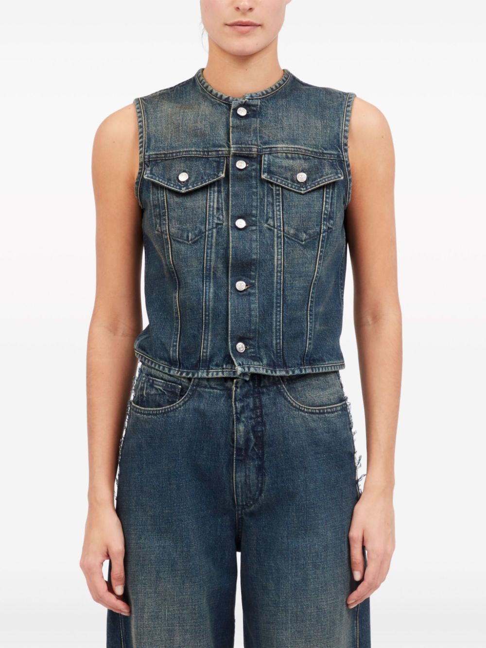 stonewashed denim gilet - 2