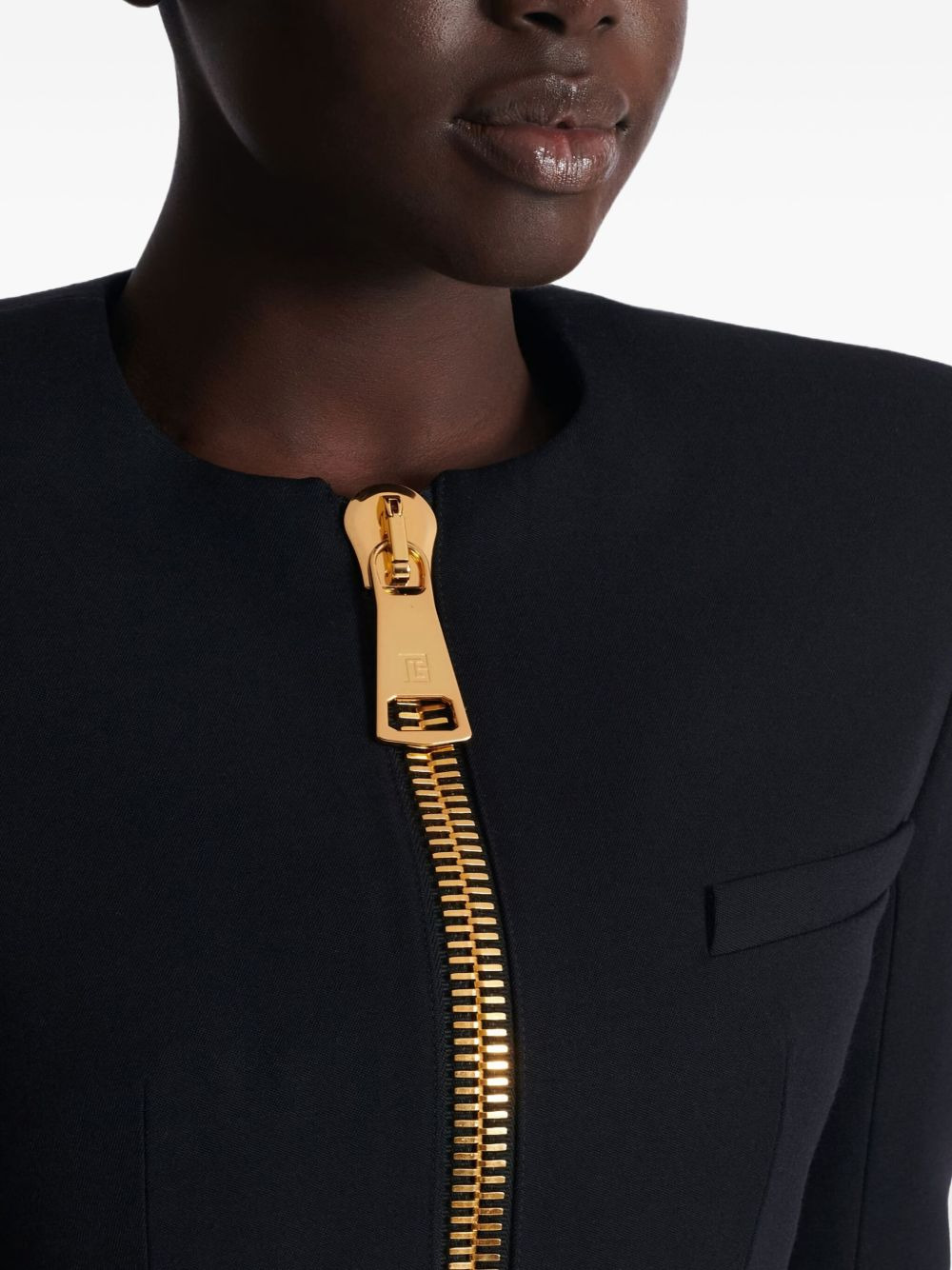 padded-shoulder zip-front jacket - 5