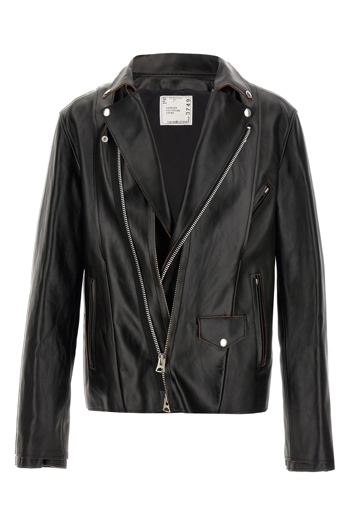 Leather biker jacket - 3