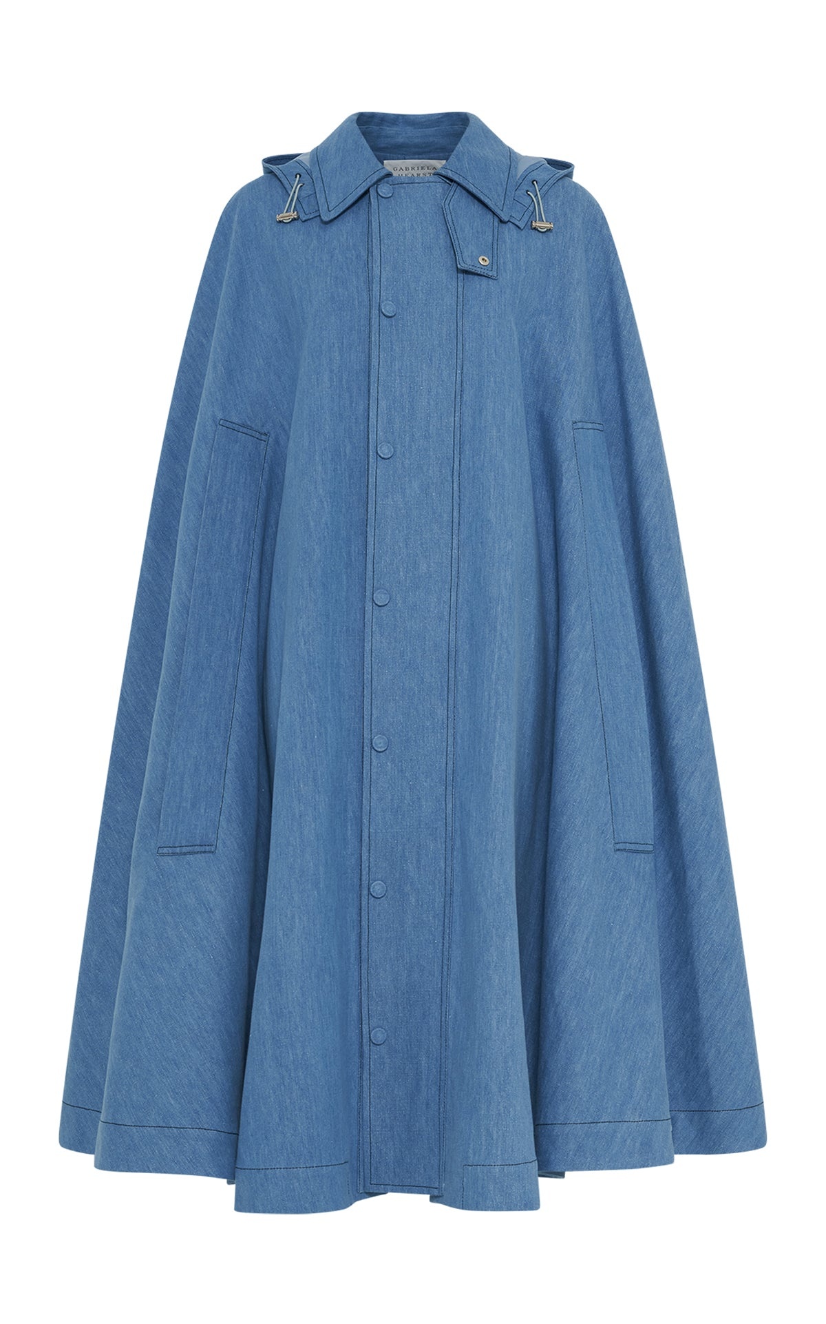 Sway Parker Cape in Light Blue Recycled Cotton Linen Denim - 1