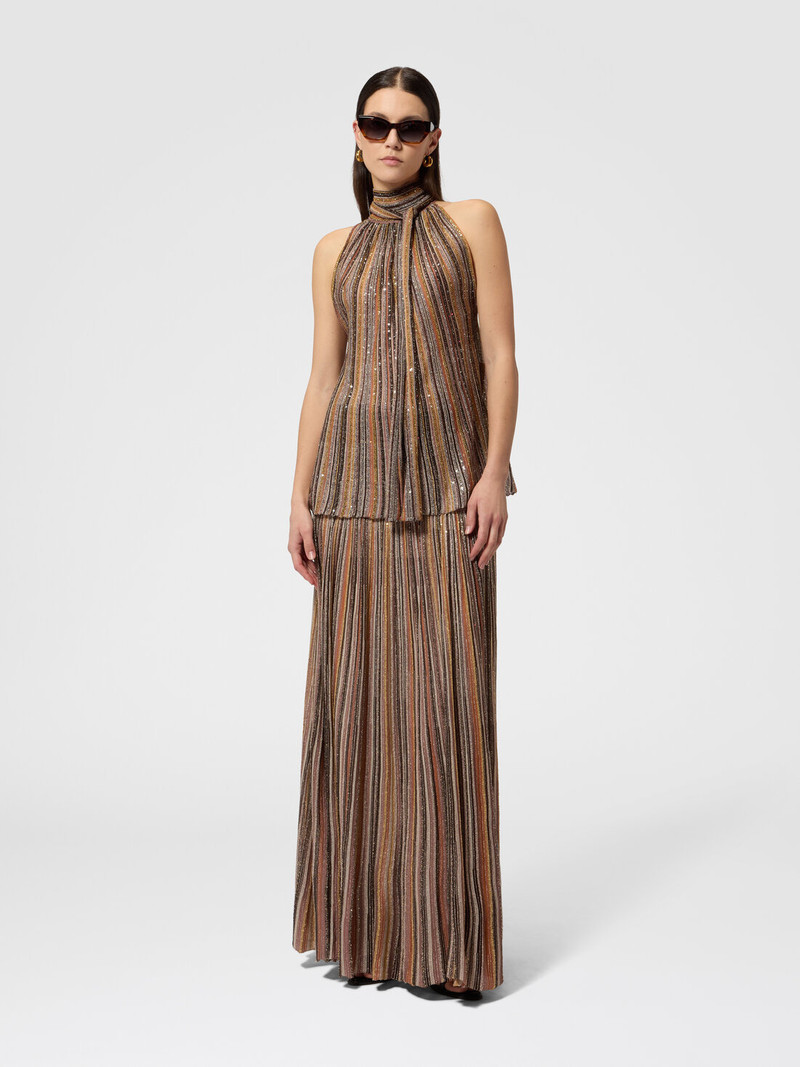 Missoni Ribbed Viscose Lamé Sleeveless Top with Scarf Collar outlook