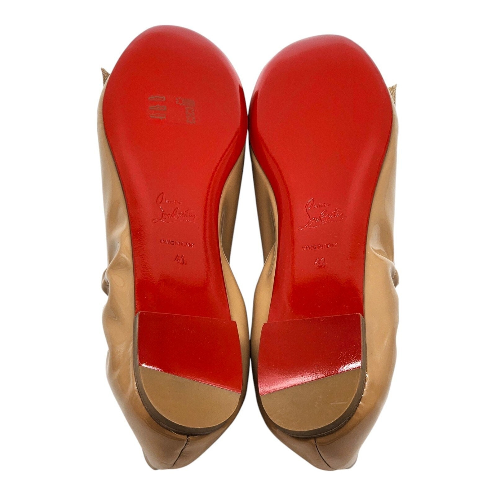 Christian Louboutin Gloriana Patent Leather Ballet Flats Nude EU 41 US 10.5 - 11