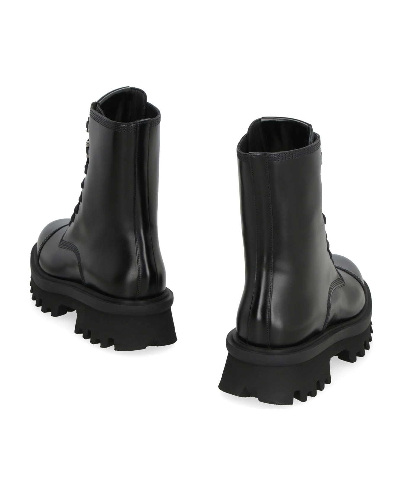 Leather Combat Boots - 4