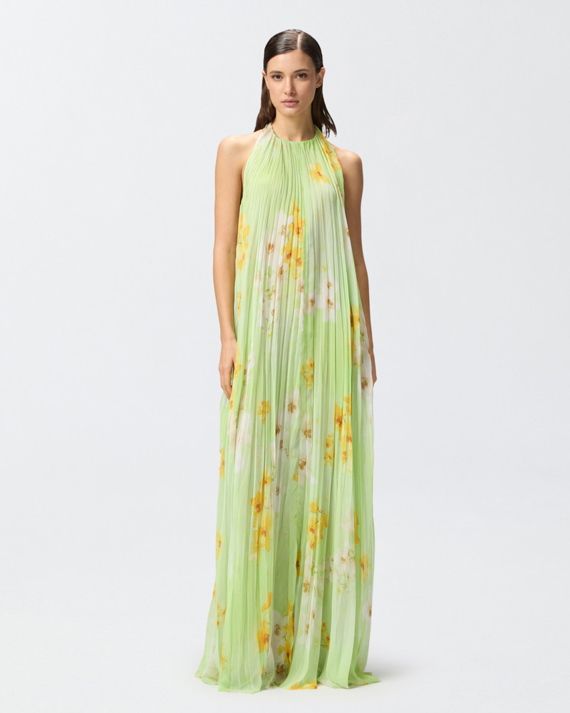 PINKO LONG PLEATED DRESS WITH FLORAL PRINT outlook