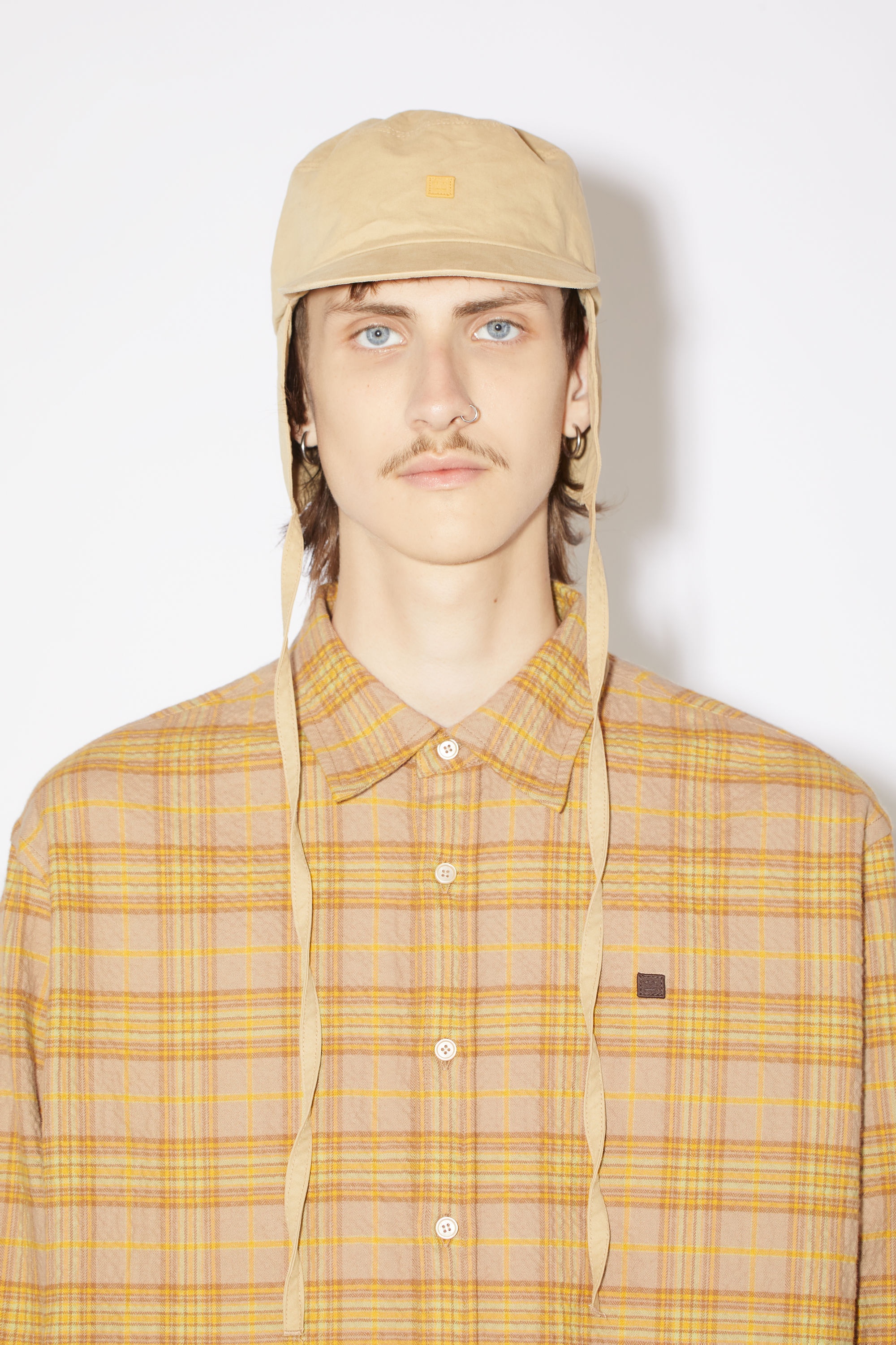 Check flannel button-up shirt - Brown/orange - 5