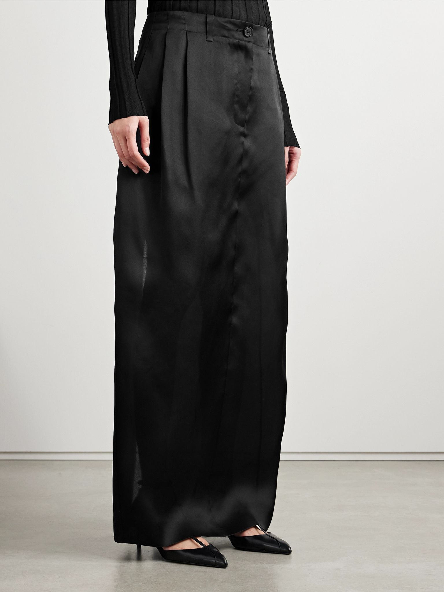 Lucian pleated silk-organza maxi skirt Black - 3