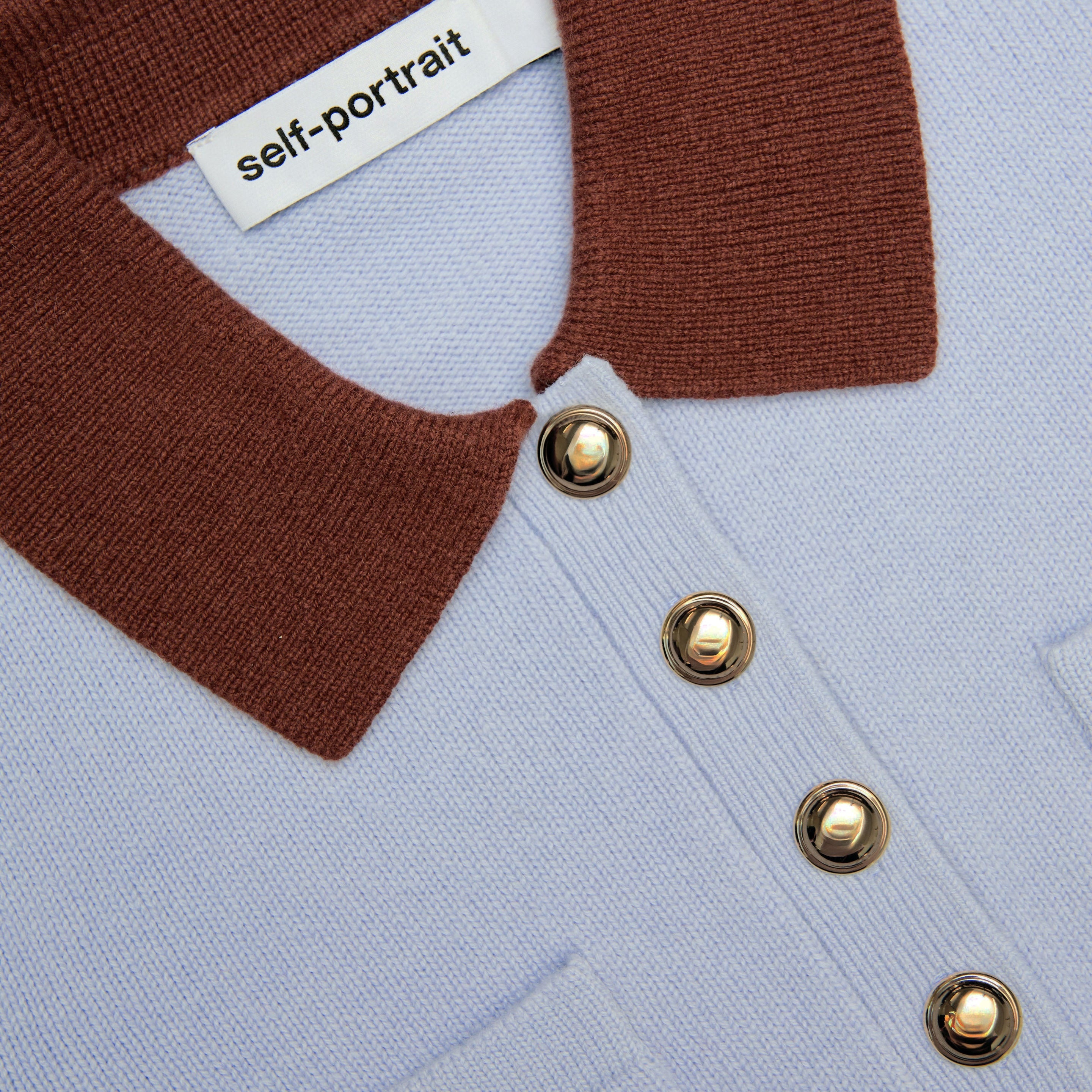 Blue Contrast Collar Knit Top - 5
