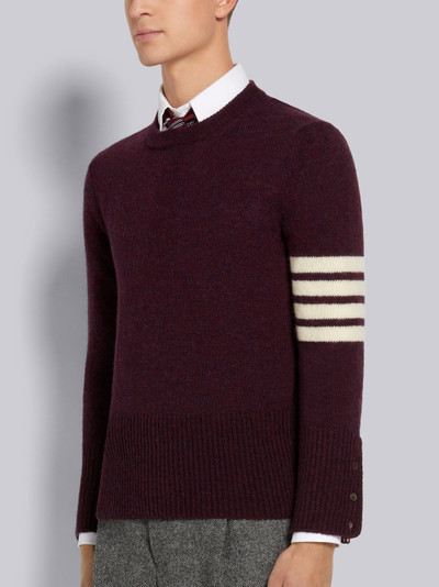 Thom Browne Dark Red Shetland Wool Jersey Stitch 4-Bar Stripe Classic Crew Neck Pullover outlook