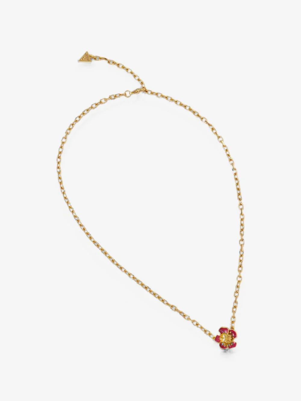 flower-pendant cable-link necklace - 1