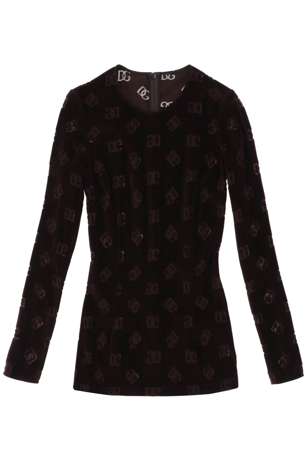 Long Sleeved Top In Monogram Chenille - 1