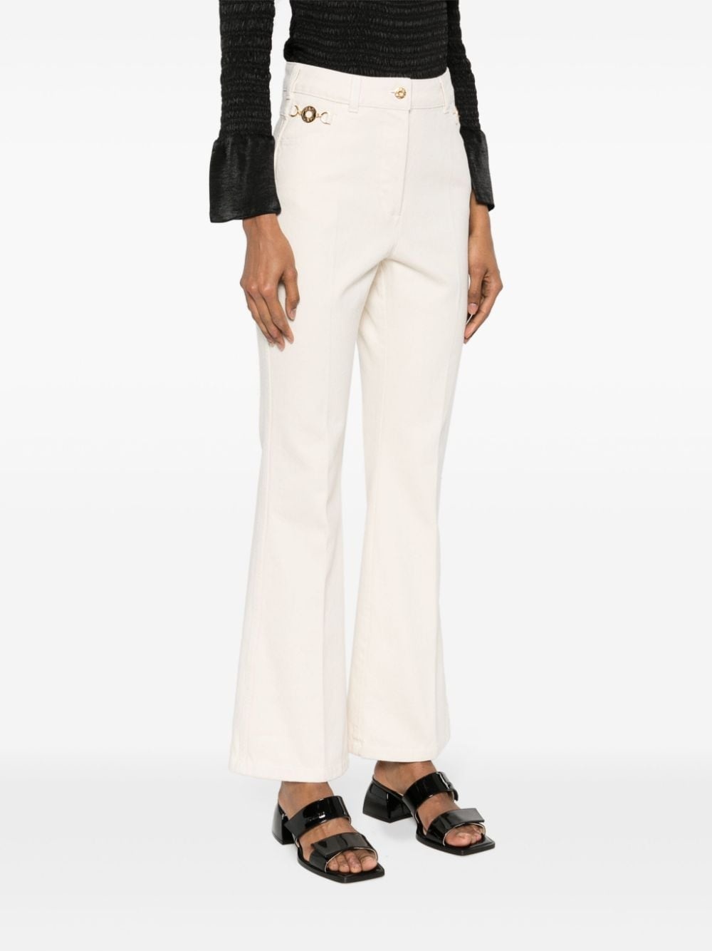 logo-embroidered cotton trousers - 3