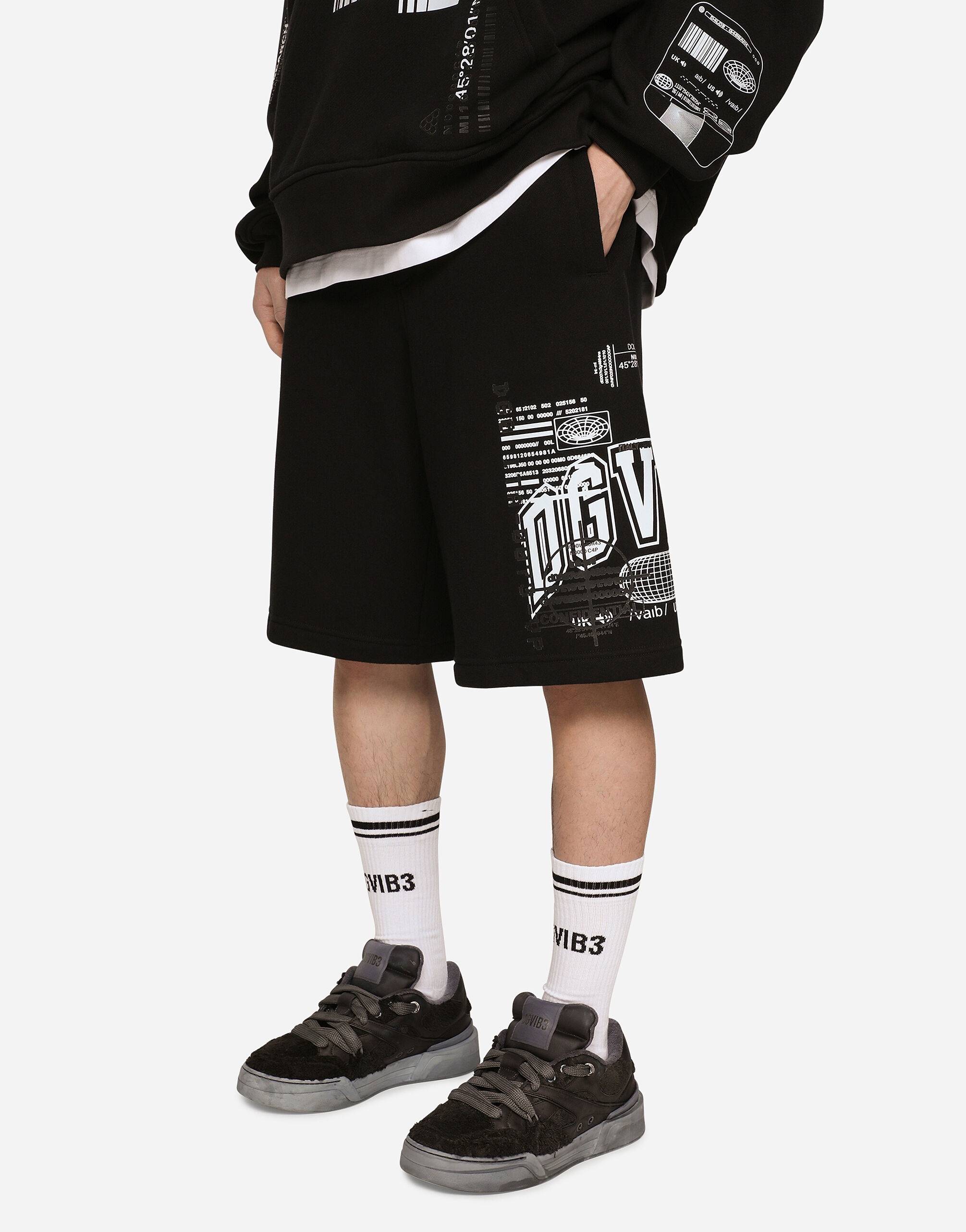 Jersey jogging shorts with DGVIB3 print and logo - 6