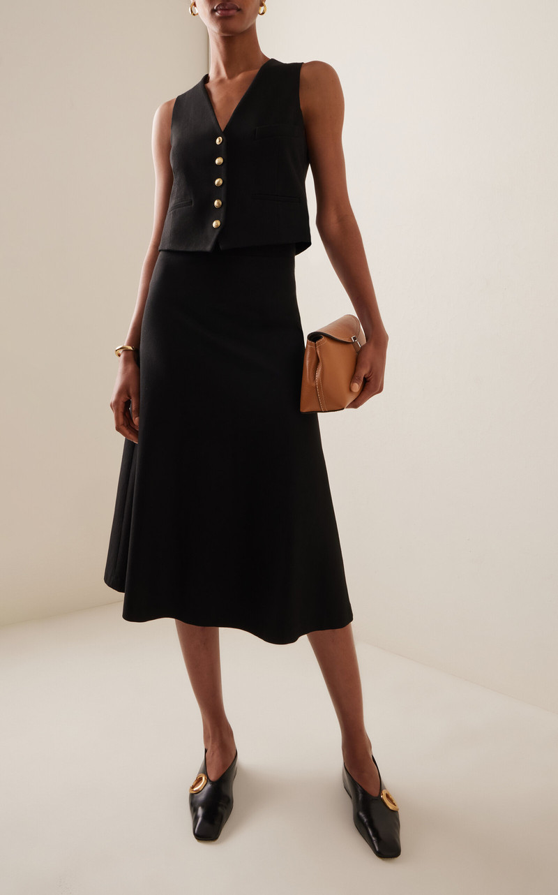 ROSETTA GETTY Flared Stretch-Jersey Skirt black outlook