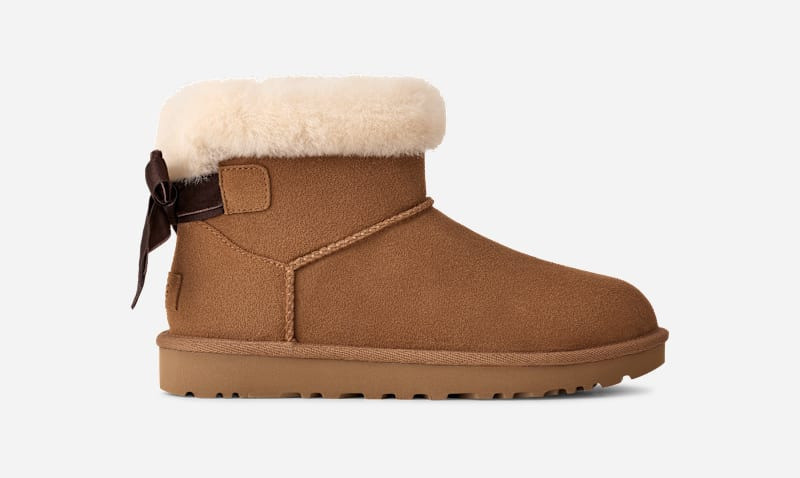 ® Women's Mini Bailey Mixed Bow Suede Classic Boots in Chestnut 1