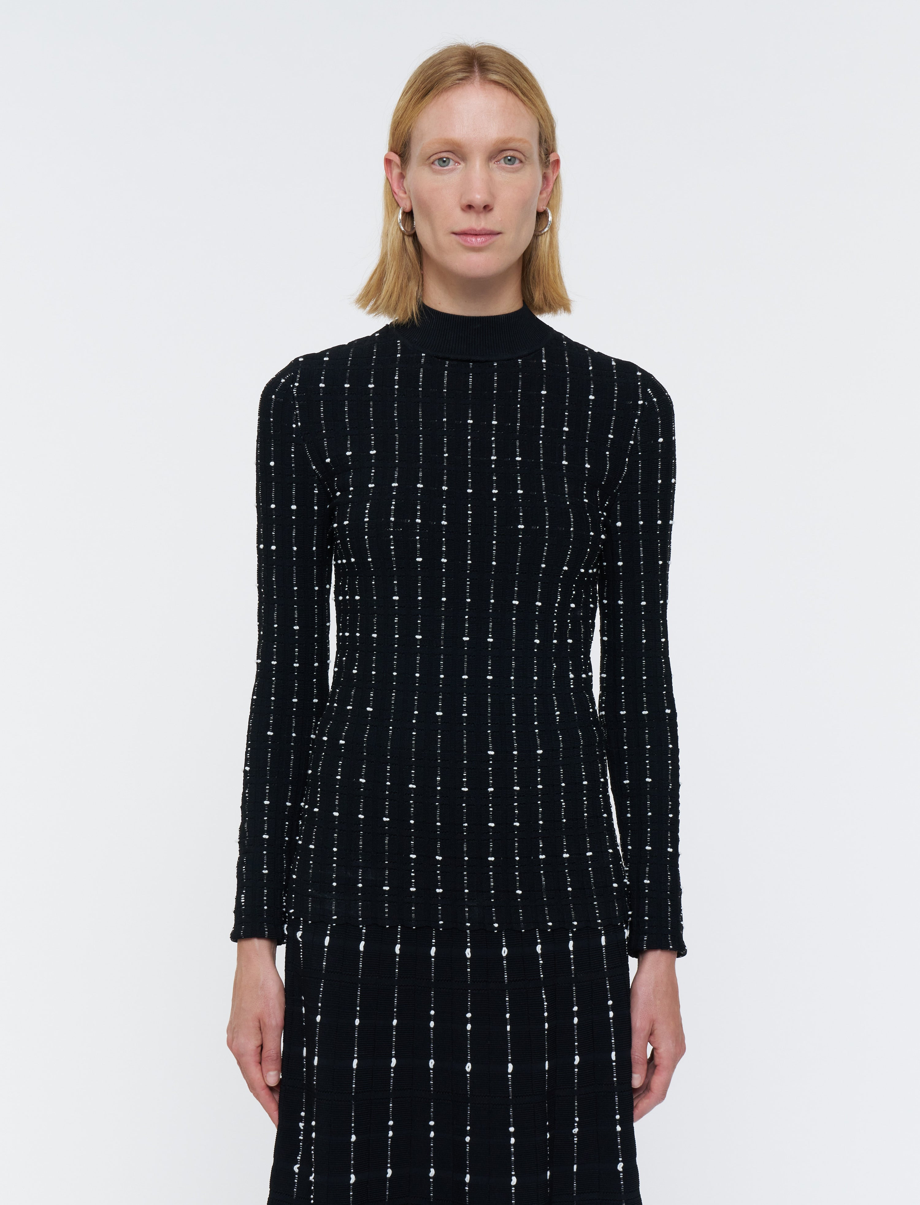 Fragmented Stripes Mock Neck Top - 3