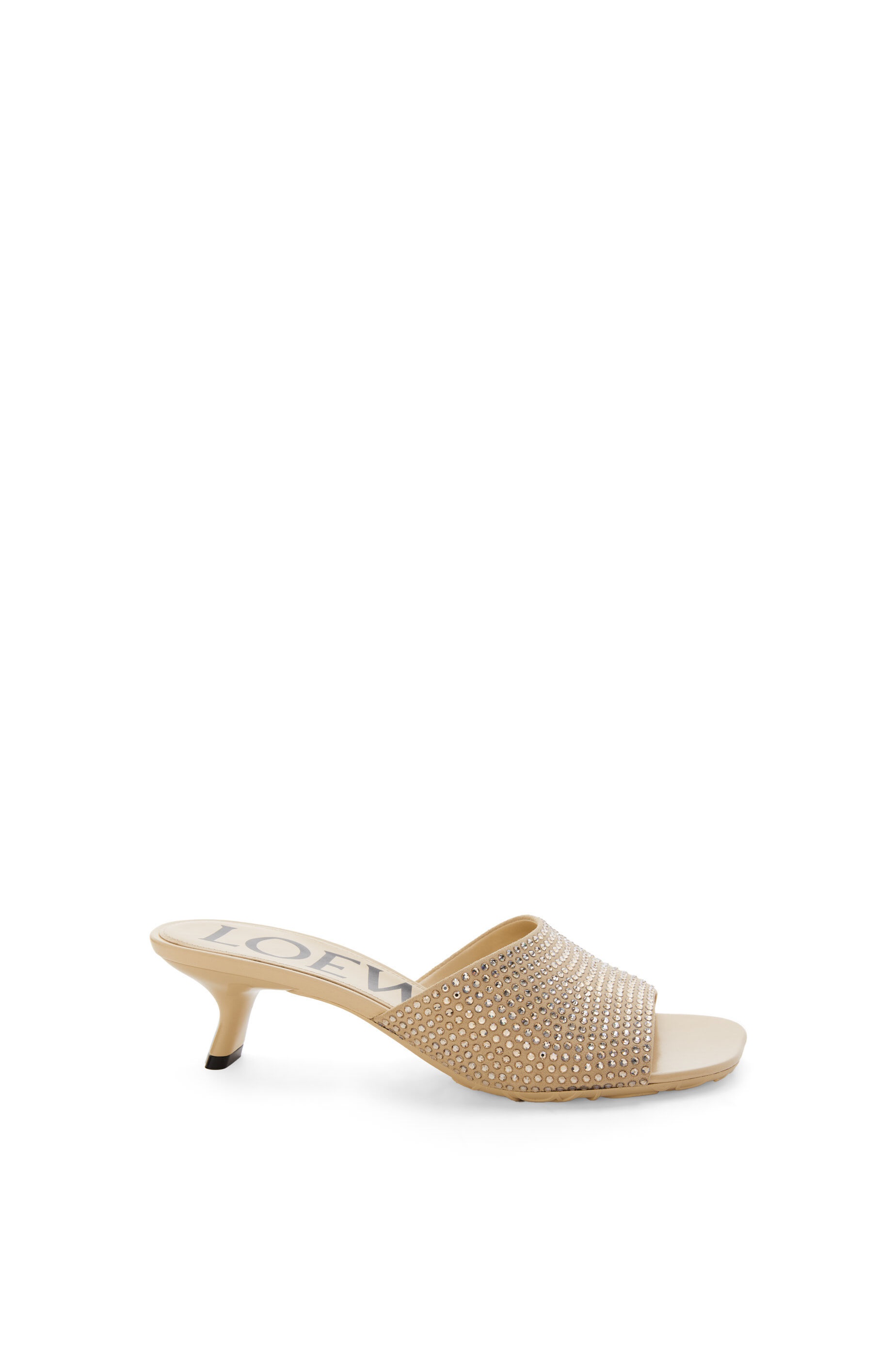 Petal kitten heel slide in suede and crystals - 1