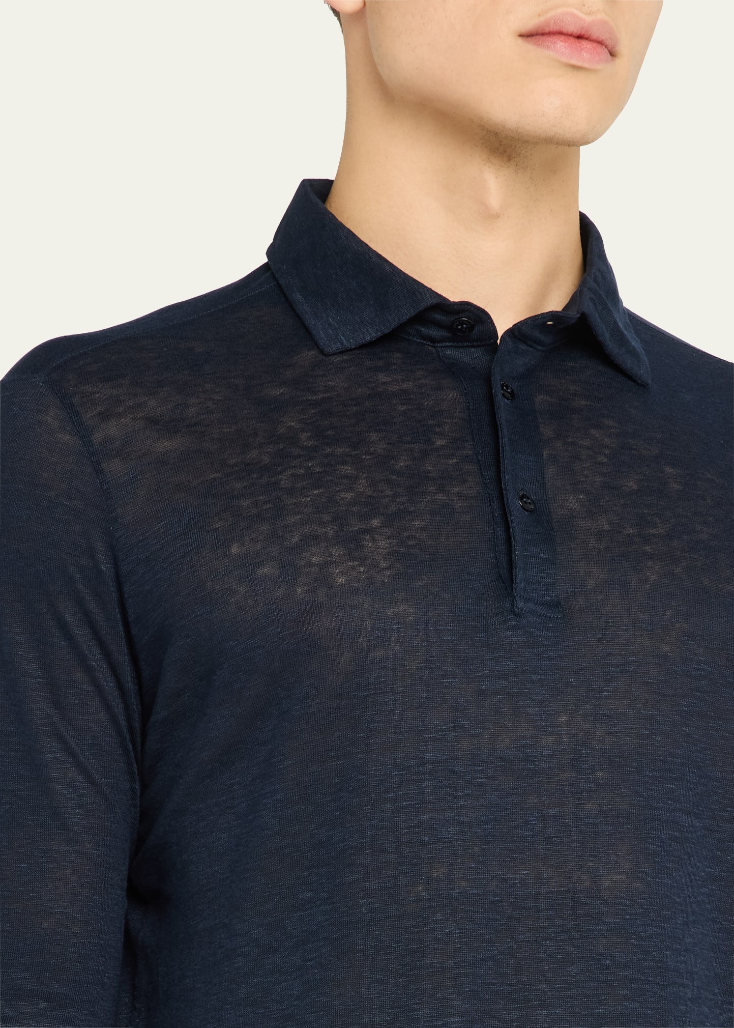 Men's Sam Linen Long-Sleeve Polo Shirt - 5