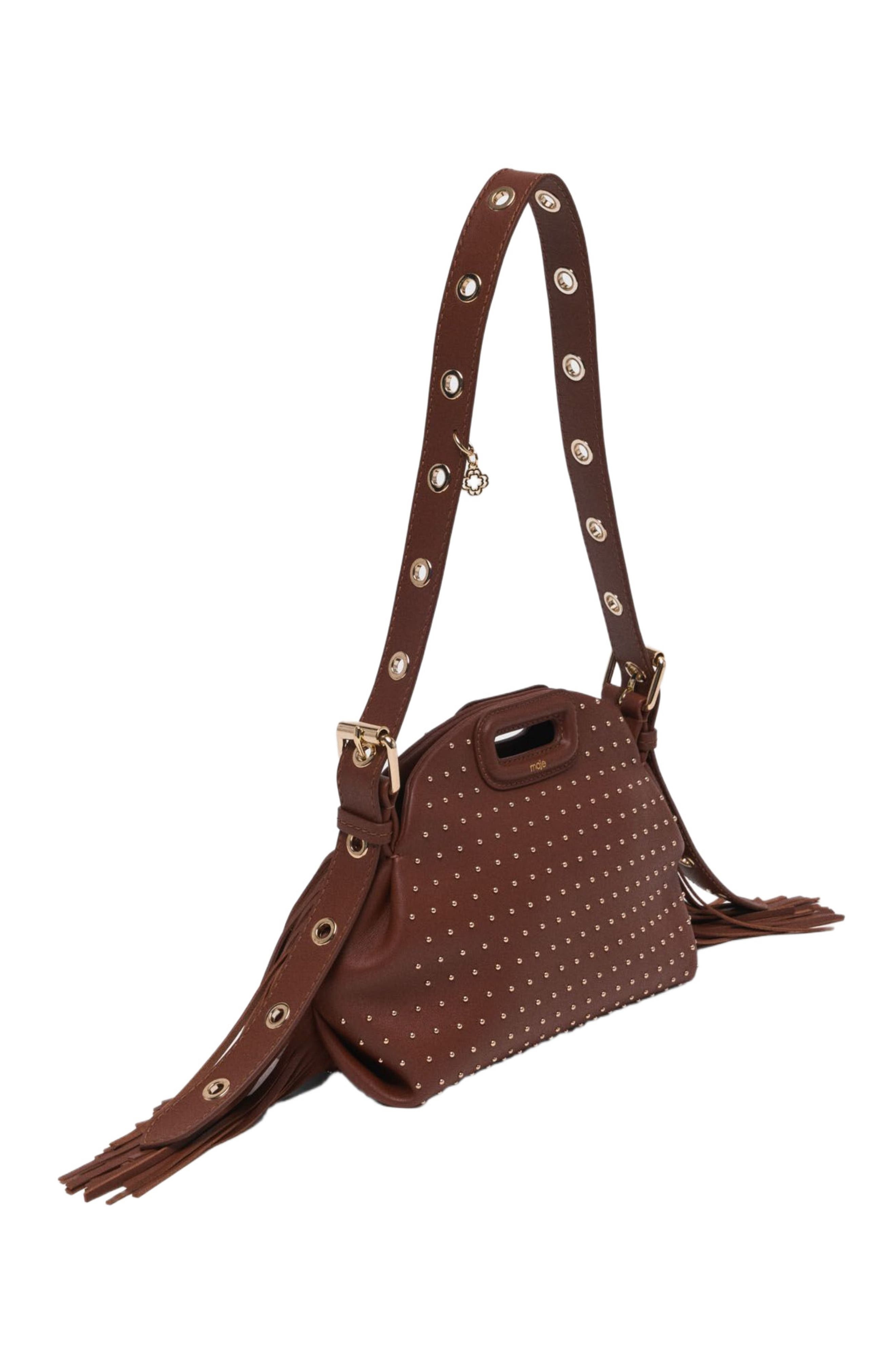 maje Miss M mini leather studded bag in Brown at Nordstrom - 4