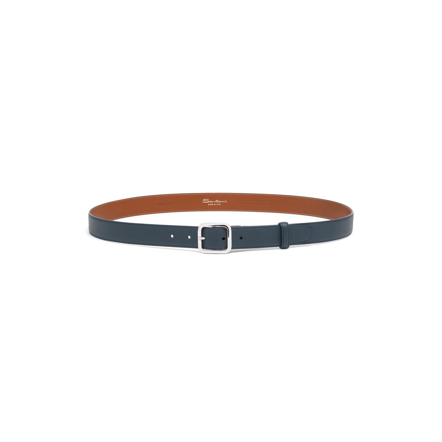 Blue tumbled leather adjustable belt - 4