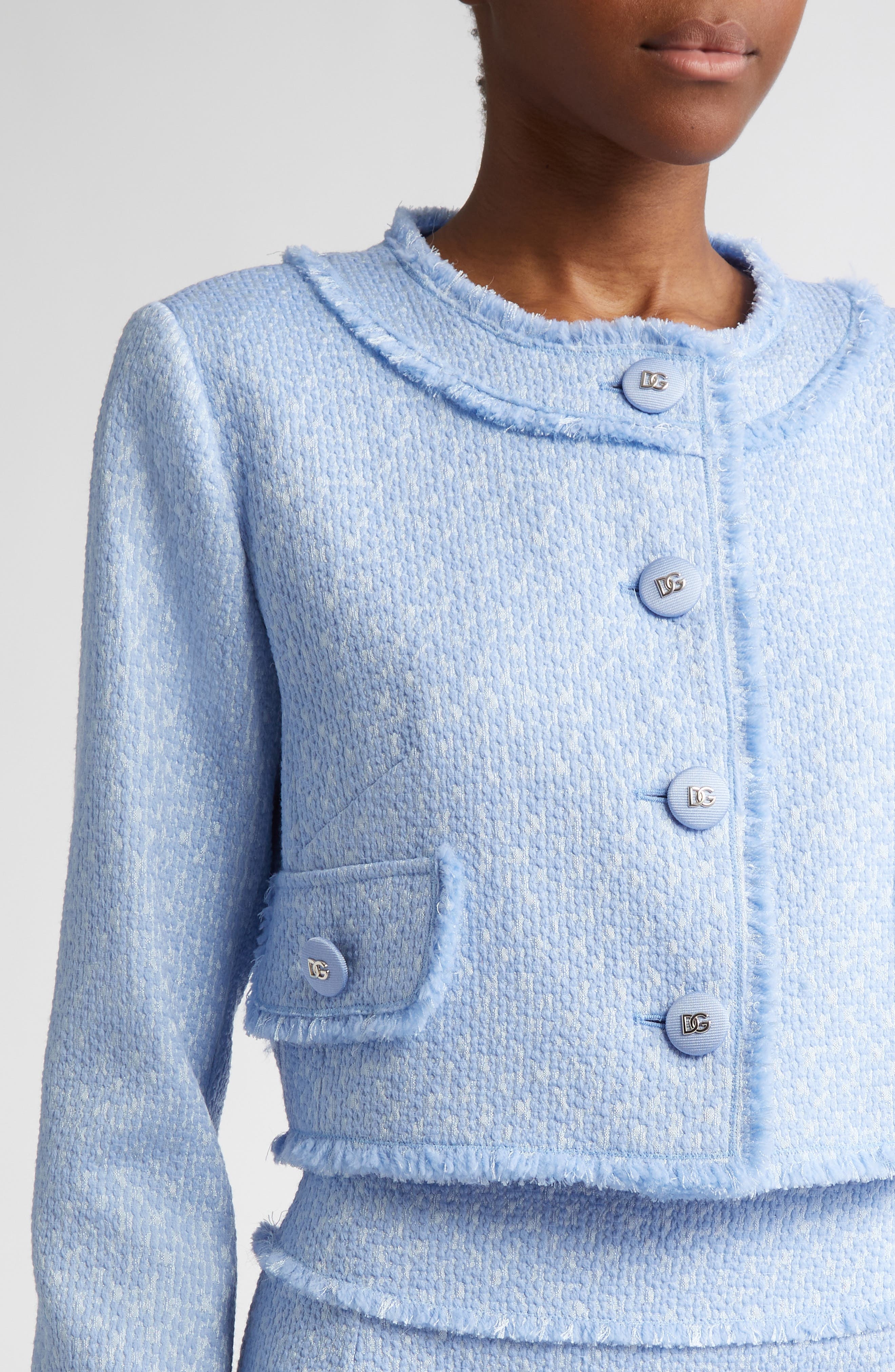 Dolce&Gabbana Houndstooth Check Short Wool Blend Jacket in Glicine Viola Chiari at Nordstrom - 5