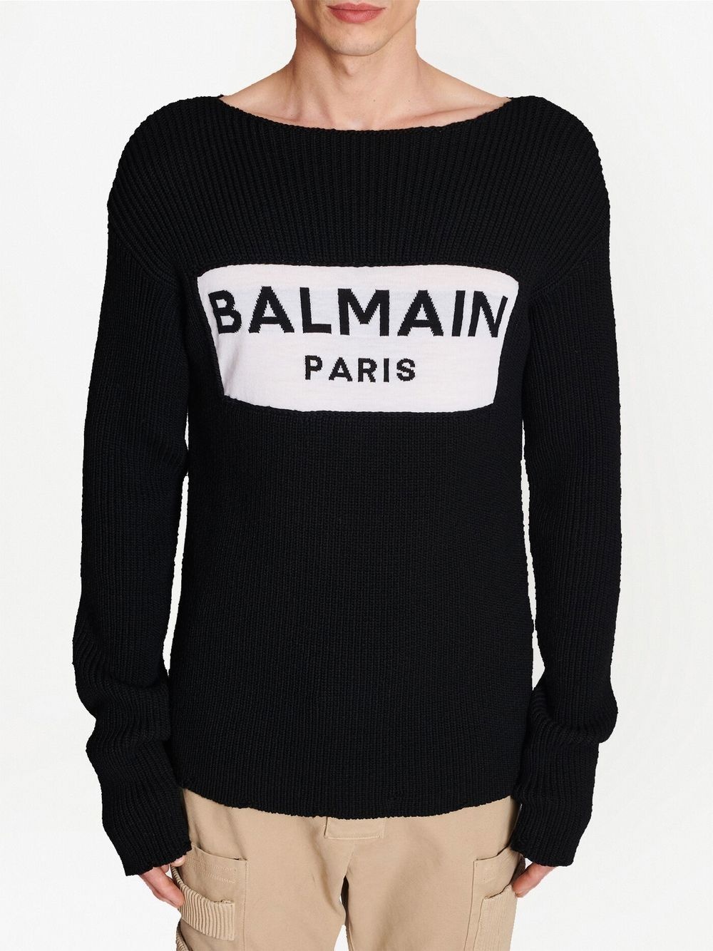 logo-embroidered ribbed sweater - 3