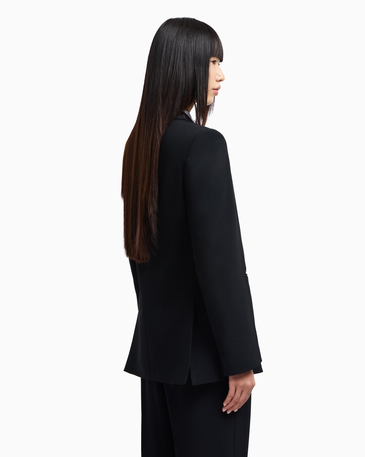 SINGLE-BREASTED BLAZER IN ENVERS SATIN WITH JEU DE CARTES DETAIL - 3