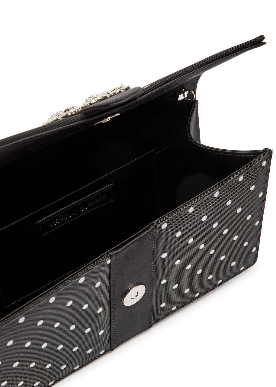 Manolo Blahnik Capri Polka dot Satin and Mesh Clutch - 3