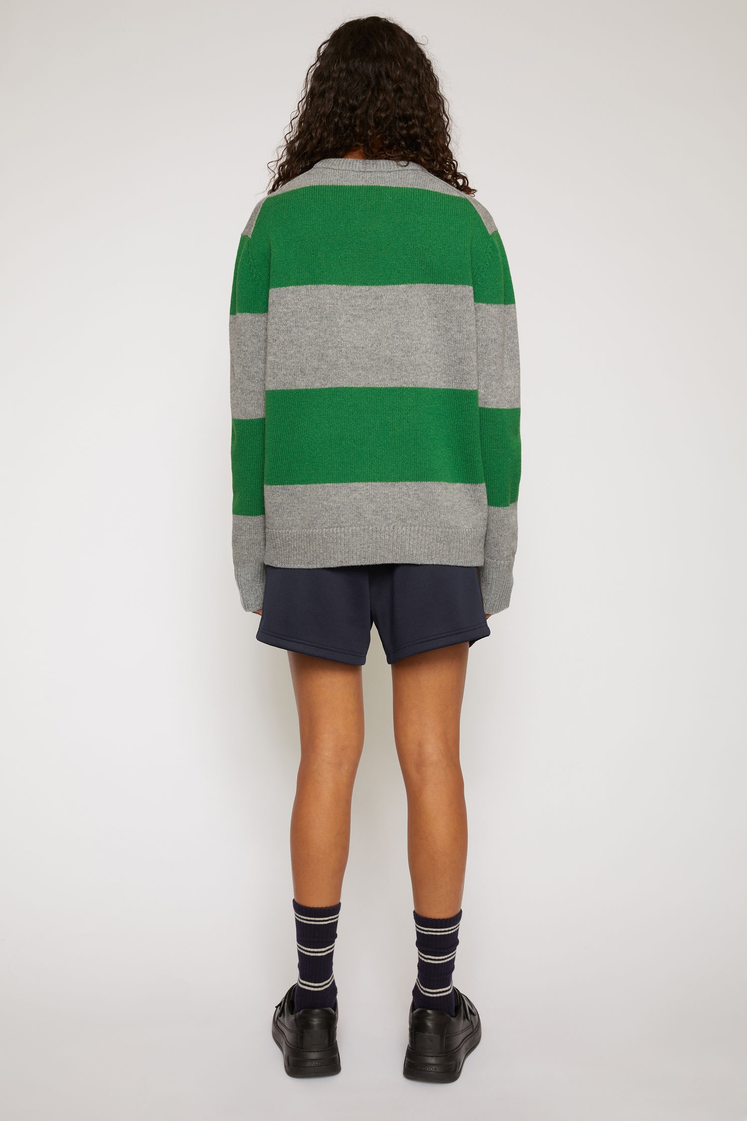 Block stripe sweater grey melange/deep green - 5