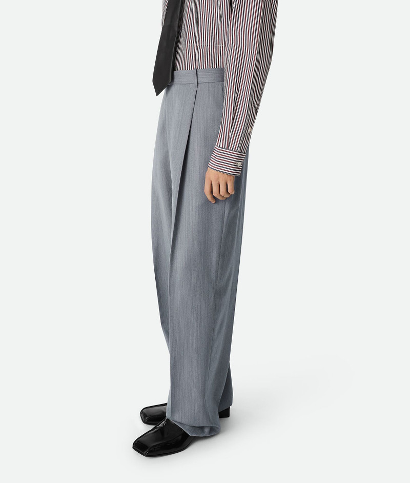 Bottega Veneta Wool Subtle Chevron Wide Leg Trousers outlook