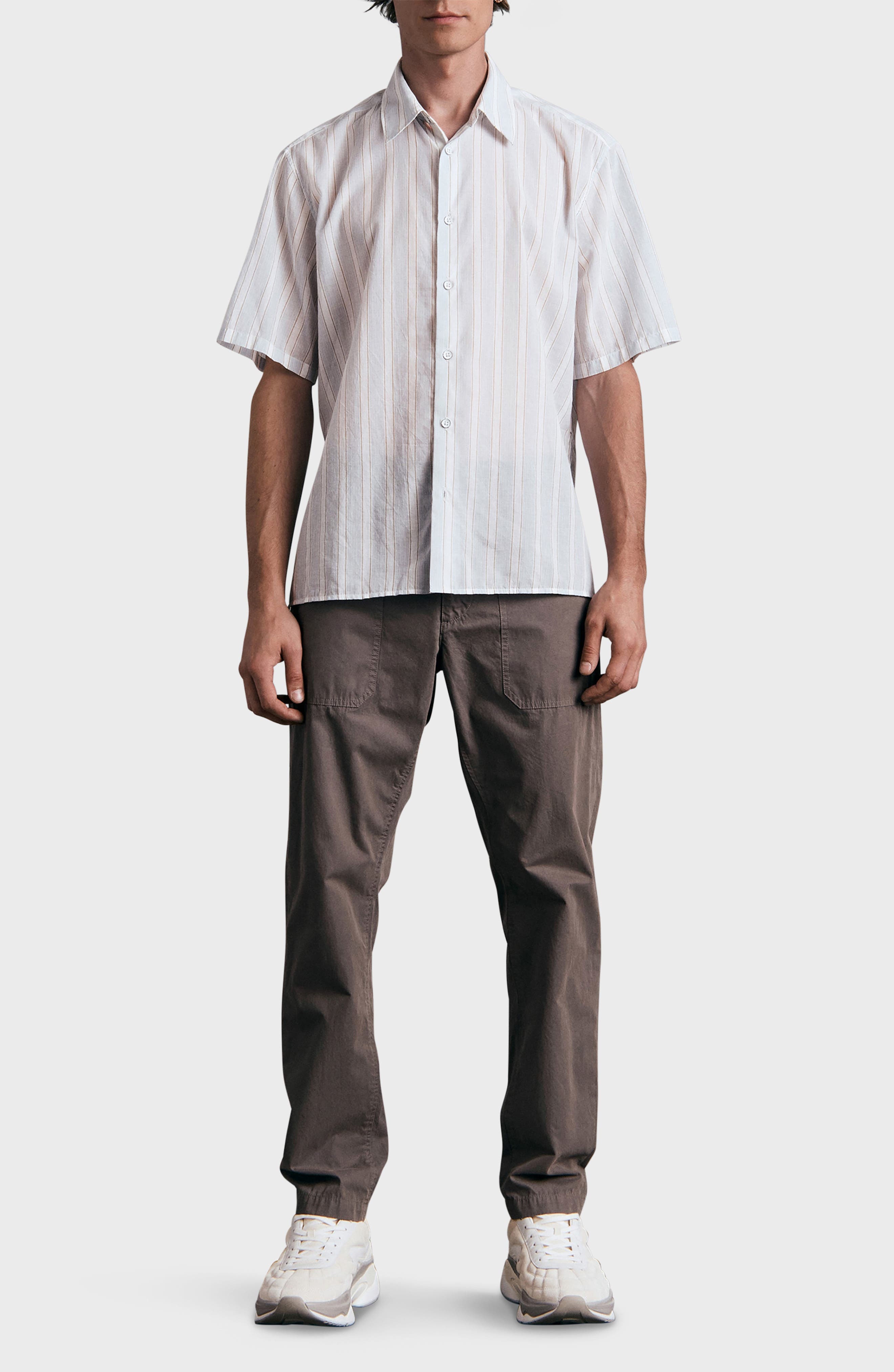 rag & bone Dalton Stripe Short Sleeve Button-Up Shirt in Blustripe at Nordstrom - 4
