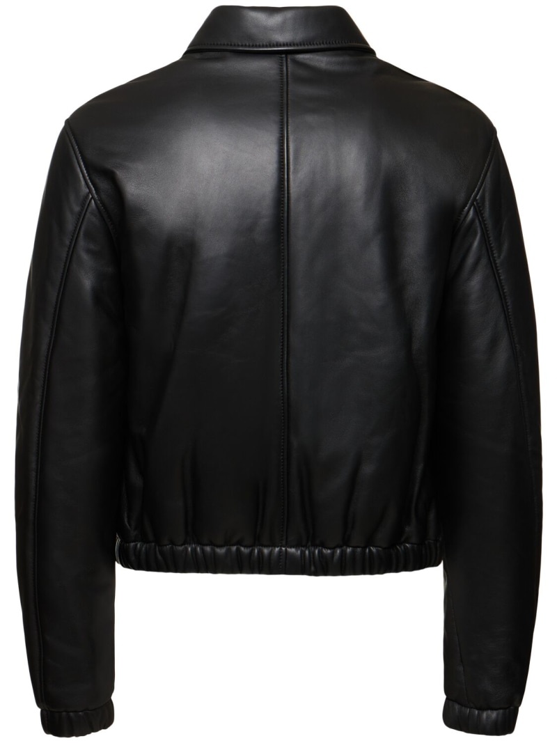 Padded leather zip jacket - 5