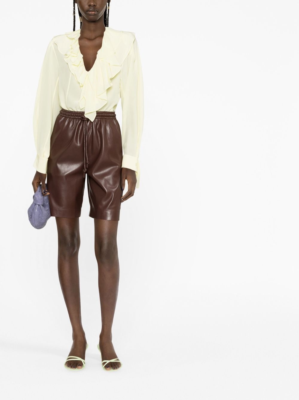 ruffled V-neck silk blouse - 2