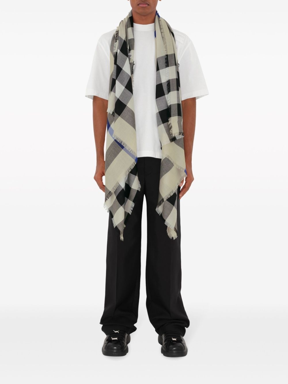 House Check cashmere-blend scarf - 4