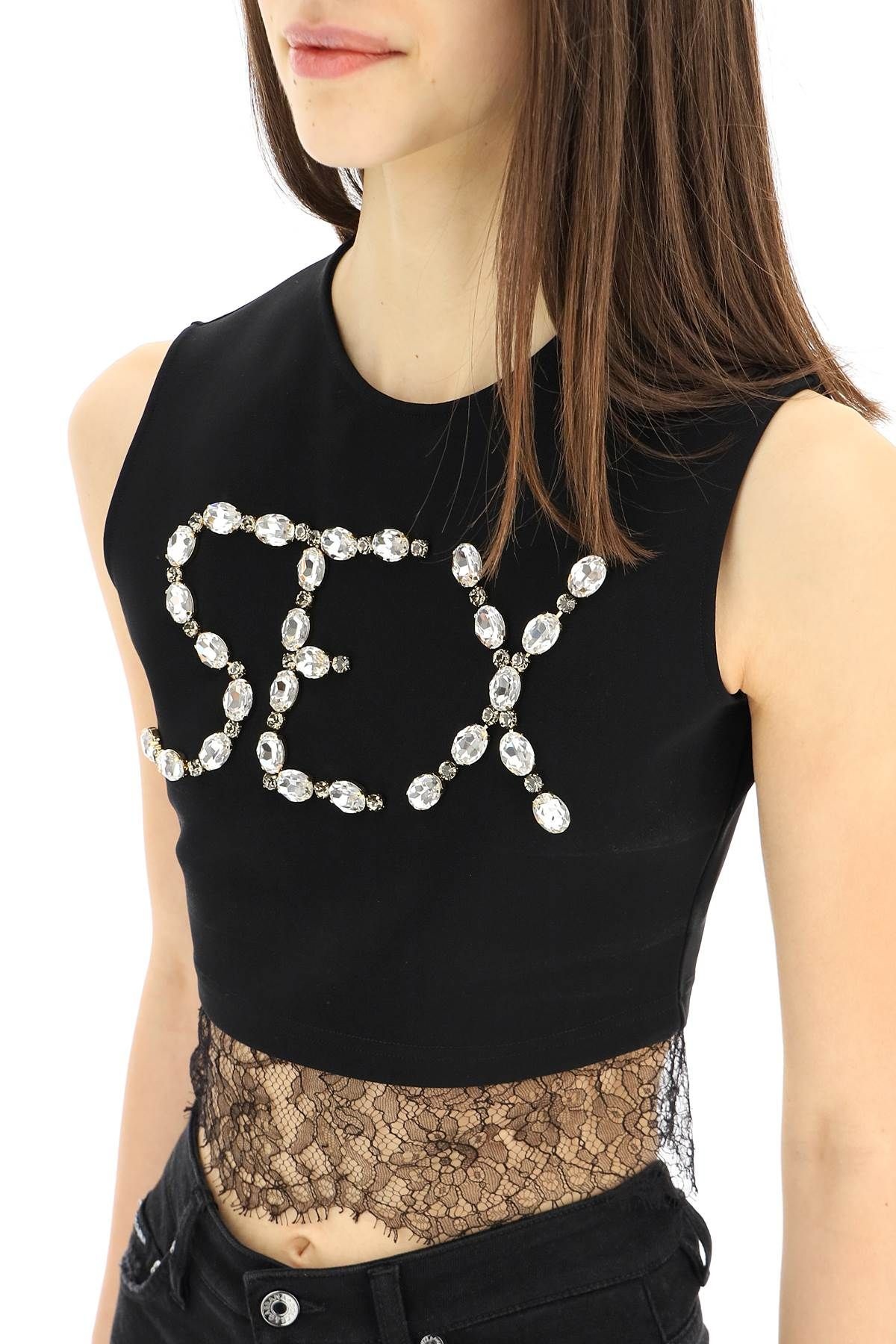 'SEX' CROPPED TOP WITH CRYSTALS - 5