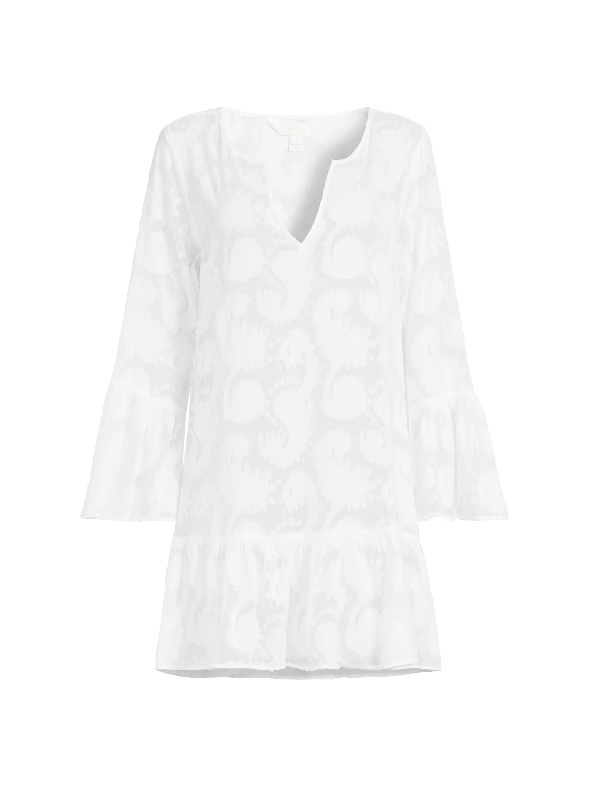 Women's Shenzi Jacqaurd Cover-Up Dress - Resort White Tangerine Dream - 1