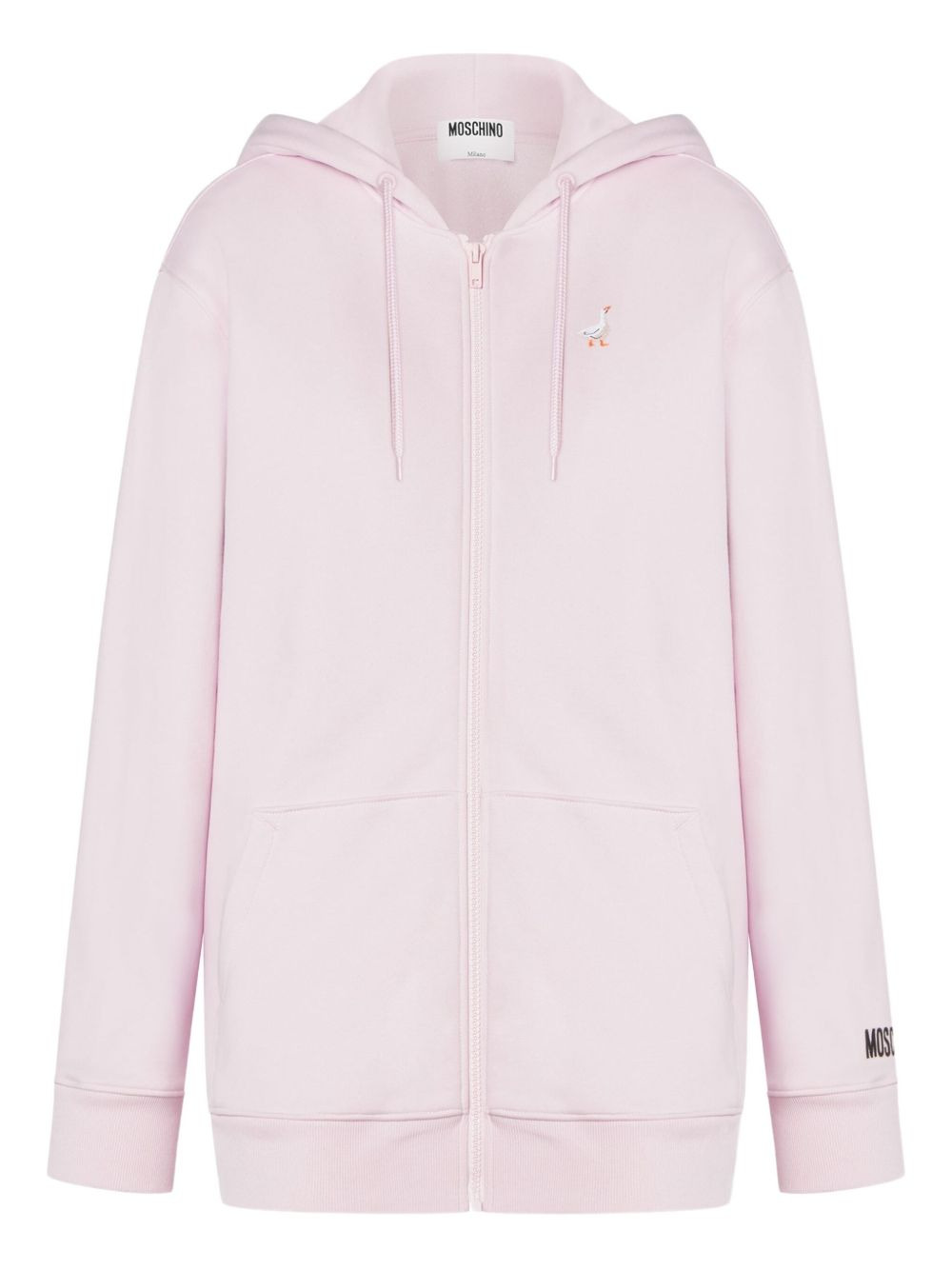 goose-embroidered zip-up hoodie - 3