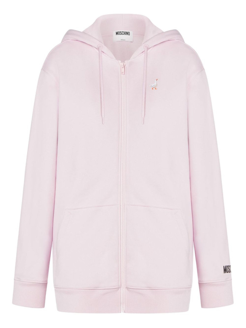 goose-embroidered zip-up hoodie 3