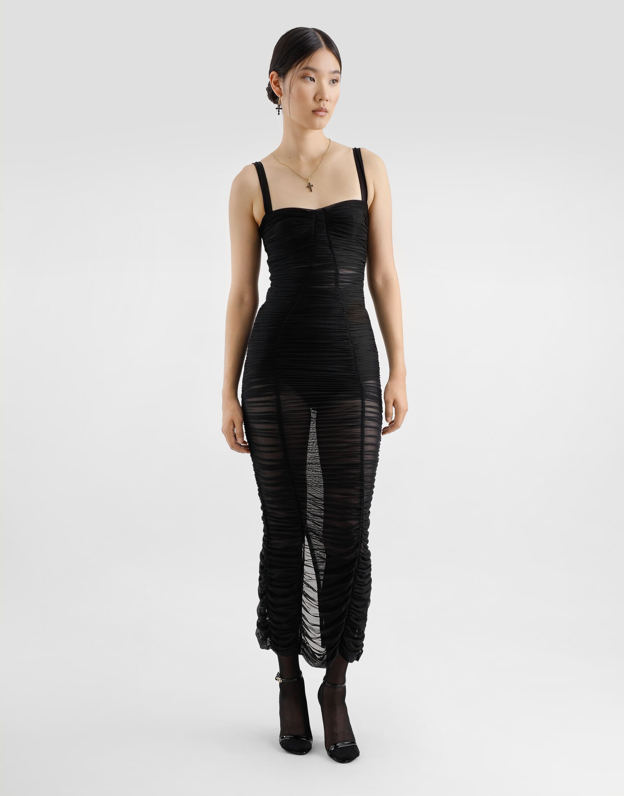 Calf-length stretch tulle slip dress - 2