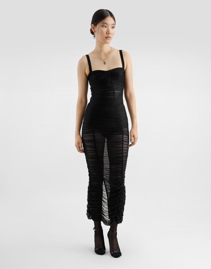 Dolce & Gabbana Calf-length stretch tulle slip dress outlook