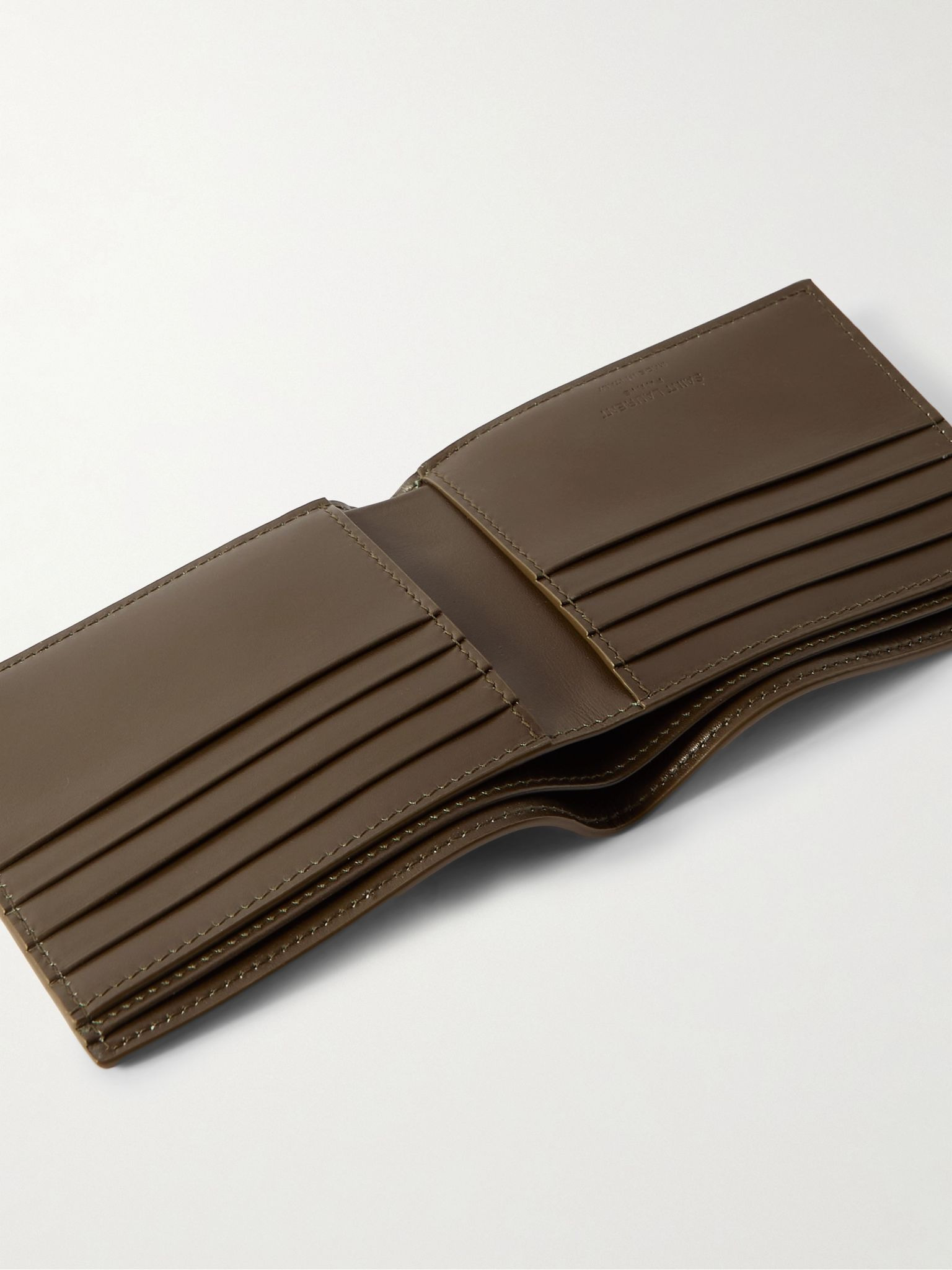 Logo-Print Leather Billfold Wallet Dark green - 4