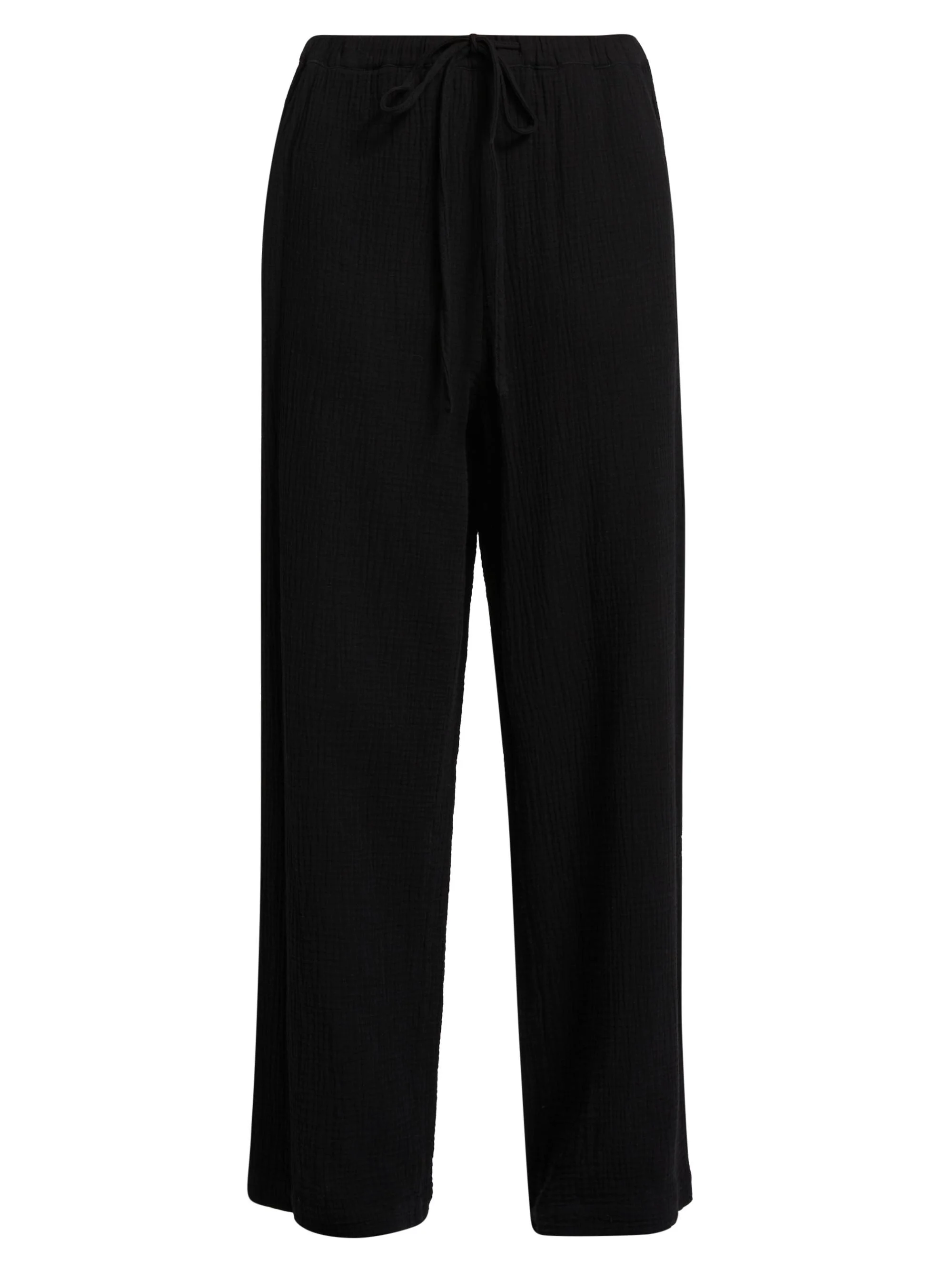 Women's Emmie Gauze Drawstring Wide-Leg Pants - Black - 1